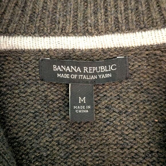 Banana Republic Cardigan Sweater Mens M Chunky Knit Wool Blend Grandpa Grunge - Picture 4 of 8